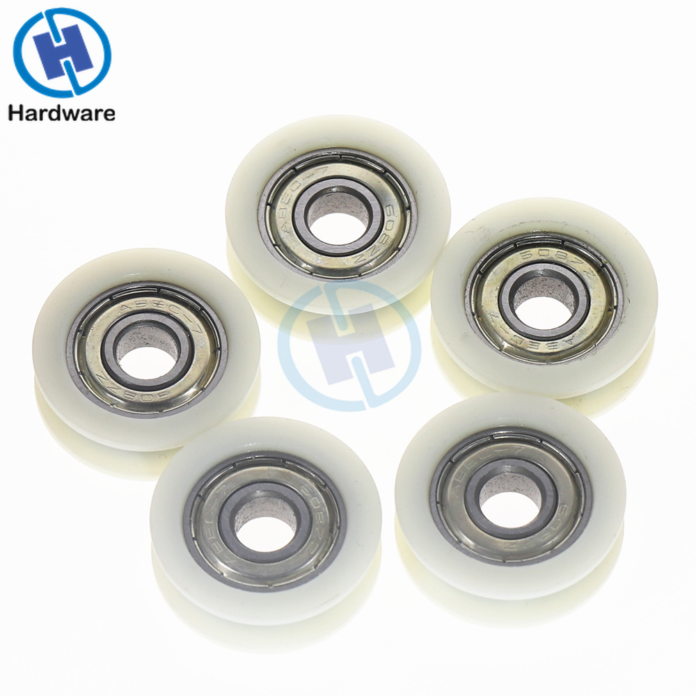 5pcs New U Groove Ball Bearing Nylon Plastic Embedded 608 Guide Pulley 8*30*10mm