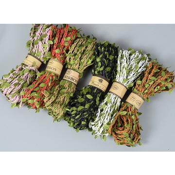 6Colors 0.05mm/10m Bouquet Packaging Green Leaf Hemp Rope Tied Flower Rope Home Decoration Diy Handmade with Green Leaf Wax Rope