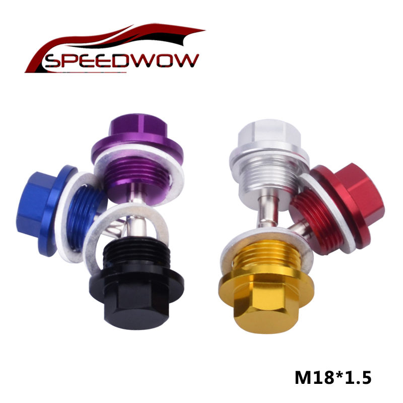 SPEEDWOW Aluminum Bolts M18*1.5 High quality Magnetic Oil Drain Plug Magnetic Oil Sump Drain Plug Nut With Washer