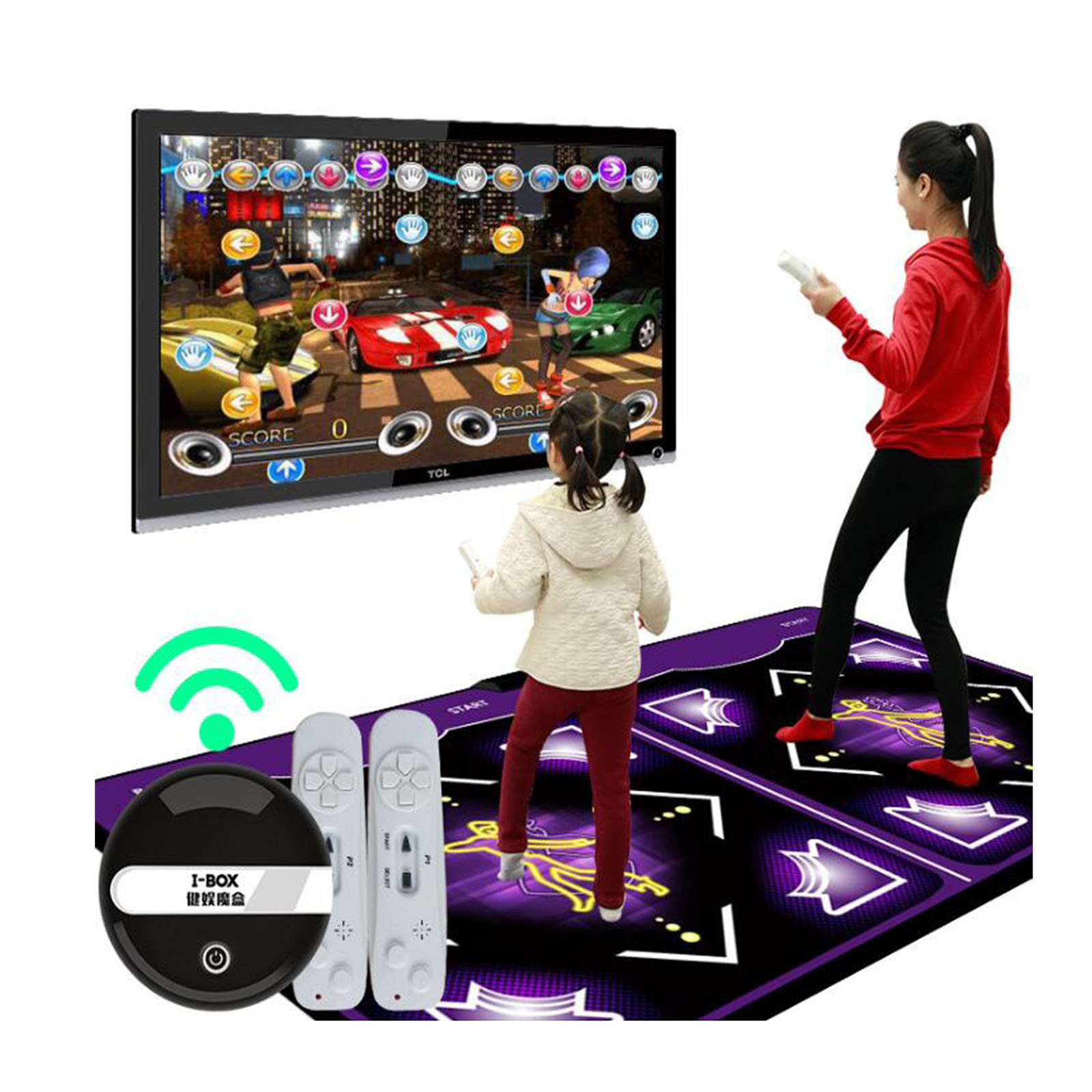 Double user English menu 11 mm thickness single dance pad Non-Slip Pad yoga mat + 2 remote controller sense game for PC & TV