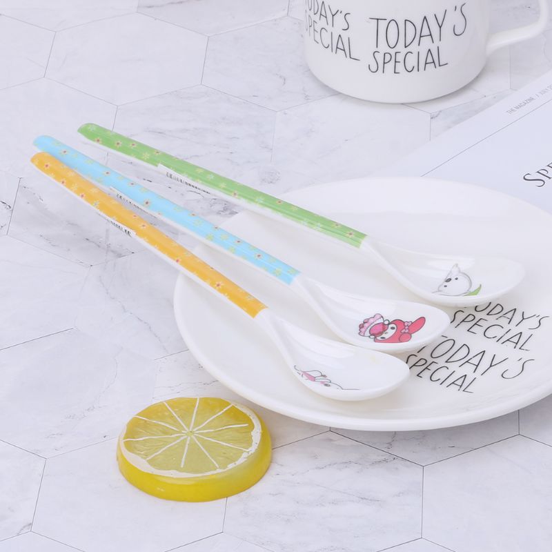 Baby Spoon Long Handle Feeding Newborn Infant Cartoon Food Grade Dishes Cutlery Spoons Safe Non Toxic Accessories AXYA