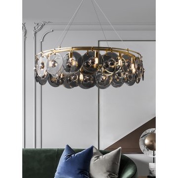 Round Chandelier Lighting Creative G9 Chandelier Living Room Villa Dining Room Bedroom Modern Luxury Glass Copper Hanging lamp