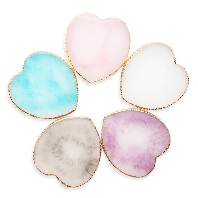 Fashion Resin Display Palette Practice Board Shelf Manicure Color Heart Pad Glue False Nail Art Gel Make Up Palette Tools