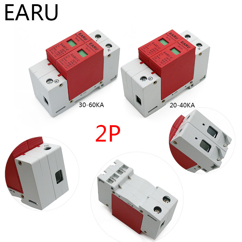 1pc AC SPD 1P 2P 3P 4P 20~40KA 30KA~60KA 385V House Lightning Surge Protector Protective Low-voltage Arrester Device OEM Factory