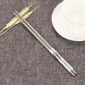 1Pair High Quality Chinese Style Length White Flower Pattern Stainless Steel Chopsticks Pair New Portable Chop Sticks Dropship