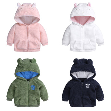 Baby Girls Coral Fleece Jacket Coat Autumn Winter Kids Jacket For Boys Hooded Warm Outerwear Coat Velvet Coat Newborn Clothes