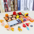 Dropshipping Simulation BBQ Cutting Set Wooden Toys For Kids Supermarket Cash Register Fruits/Dessert Kitchen Toys Educational