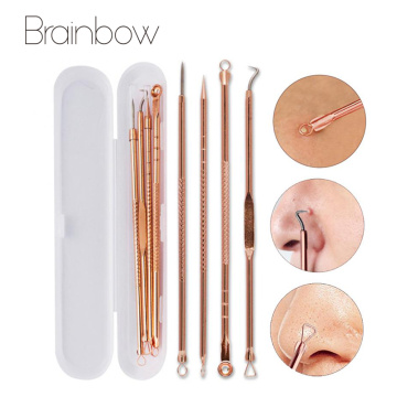 Brainbow 4Pcs/Set Acne Needle Blackhead Acne Pimple Remover Extractor Spoon Face Skin Care Tool Needles Facial Pore Clean Tools