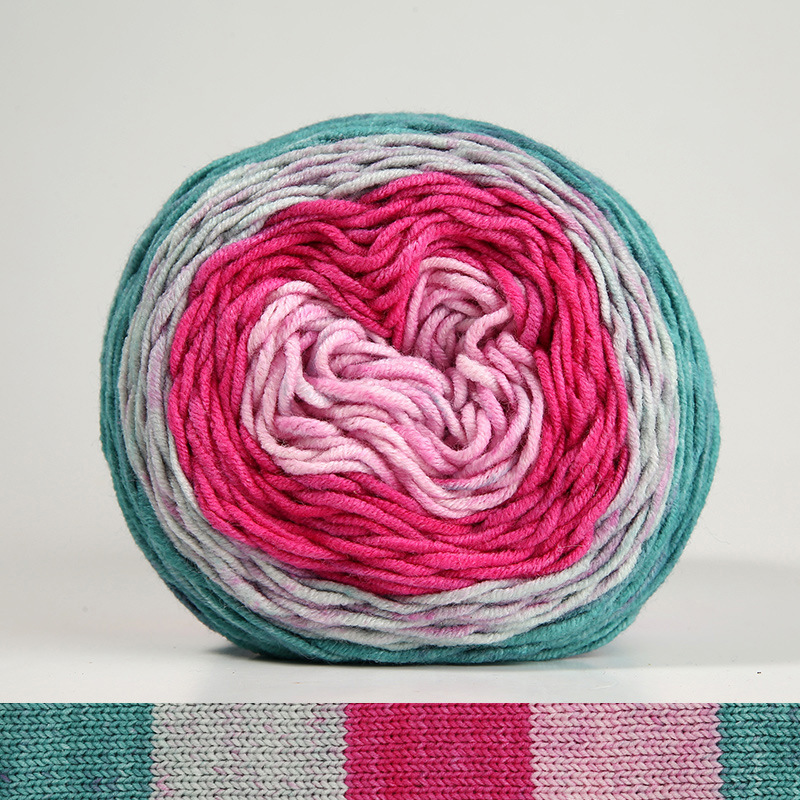 Rainbow Cotton Cake Yarn Hand-Woven DIY Ball Wool Gradient Color Yarn Segment Dyed Crochet shawl blanket Hand knitted Fancy Yans