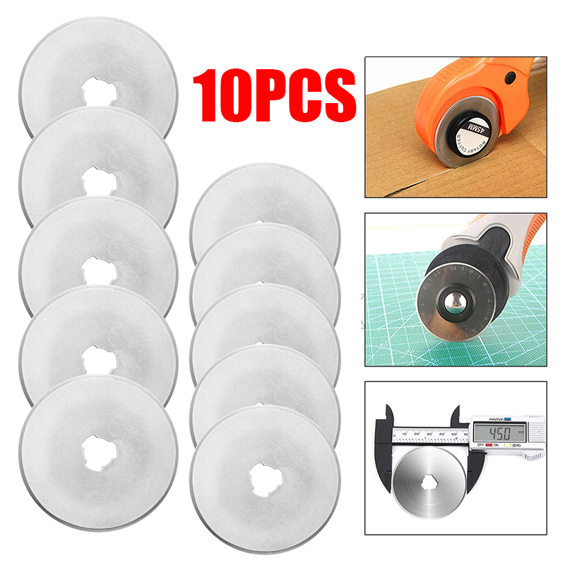 10pcs/set 45mm Rotary Cutter Set Blades Fabric Circular Quilting Cutting Patchwork Leathercraft Sewing Tool Leather Cutter Blade