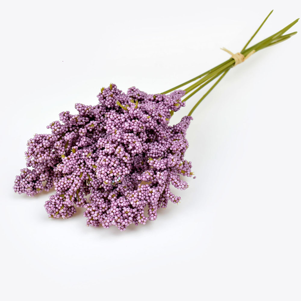6pcs/bouquet Vanilla Mini Foam Berry Spike Artificial Flower Lavender for Wedding Home Bouquet Decoration DIY Handmade Craft