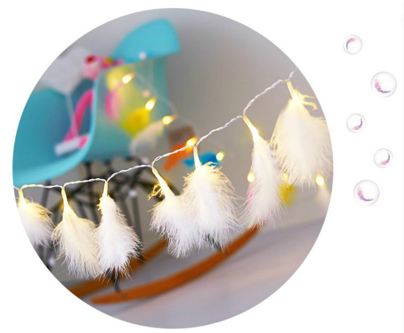 Christmas Led Strip Light Feather String Light Fairy Curtain Light Copper Wire for Bedroom Living Room Romantic Decoration Lamp