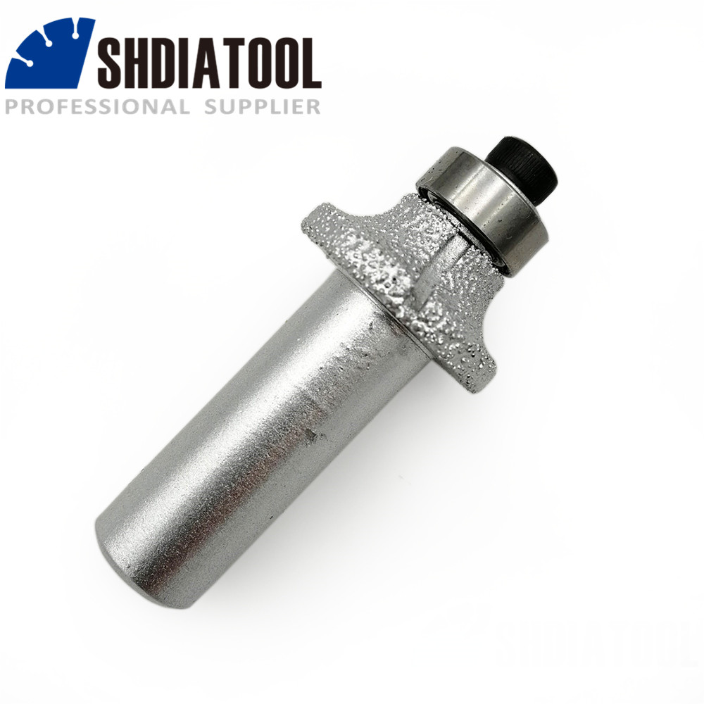 SHDIATOOL No.6 Radius 6mm Vacuum Brazed Diamond Router Bits With 1/2" Shank Granite Marble Router Cutter Stone edge profiling