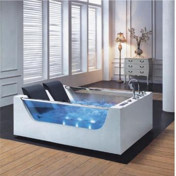 1800mm Bathroom Whirlpool Bathtub LED Colored Lights Indoor Spa Double People Surf Massage Tub 1812