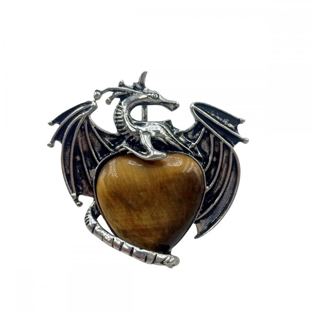 Gemstone Turquoise Heart Alloy Wings Dragon & Pterosaur Stone Pendant Natural Stone Dragon Pendant for DIY Jewelry Making Charm