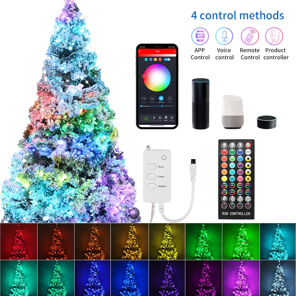 5/10m LED Outdoor WIFI Bluetooth Remote Control Light String Fairy Garland Battery Power Wire Lights For Party Christmas Wedding