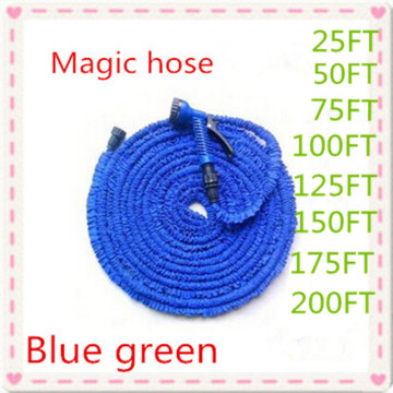 Free shipping Magic flexible Expandable Garden Hose reels Blue & Green 25FT-200FT+spray Gun Garden Water connector (EU/US)