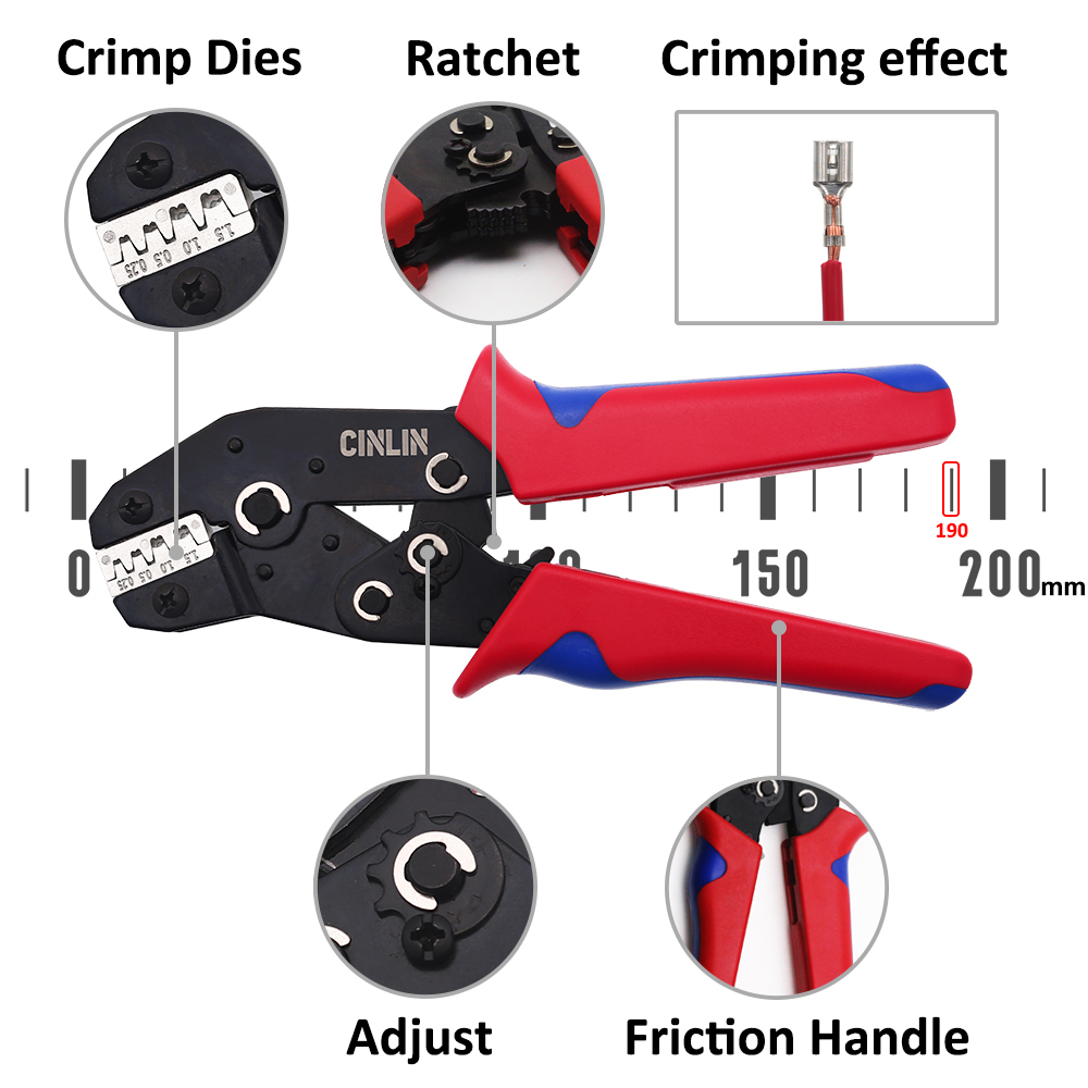 Crimp Pliers Multiple Crimping Dies Set Wire Dupont Terminals Tools For Heat Shrink Connectors Non-Insulated Ferrule Terminals