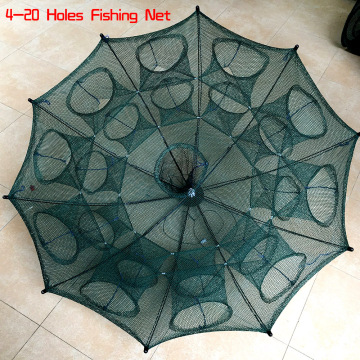 Automatic Fishing Net Shrimp Cage Nylon Foldable Crab Fish Trap Cast Net Cast Folding Fishing Network4/6/8/10/12/16/20 Holes