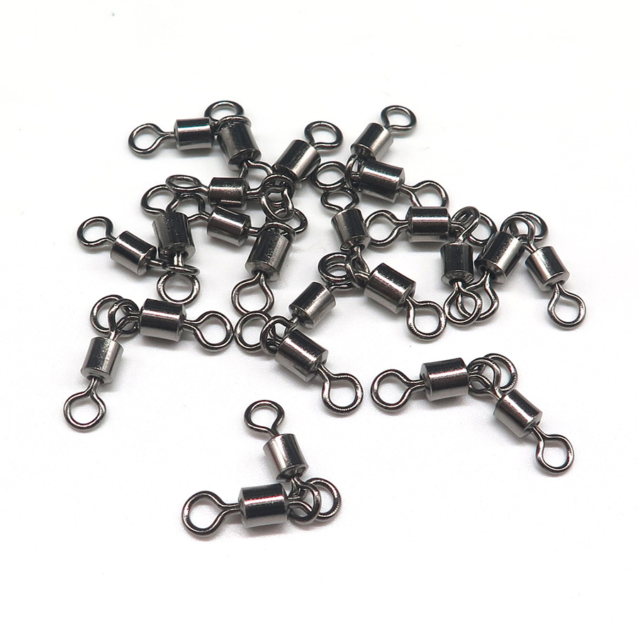 Minfishing 25pcs Double Buckle Rolling Swivels Ball Bearing Solid Rings Fishing Swivel Fishing Hook Accessories