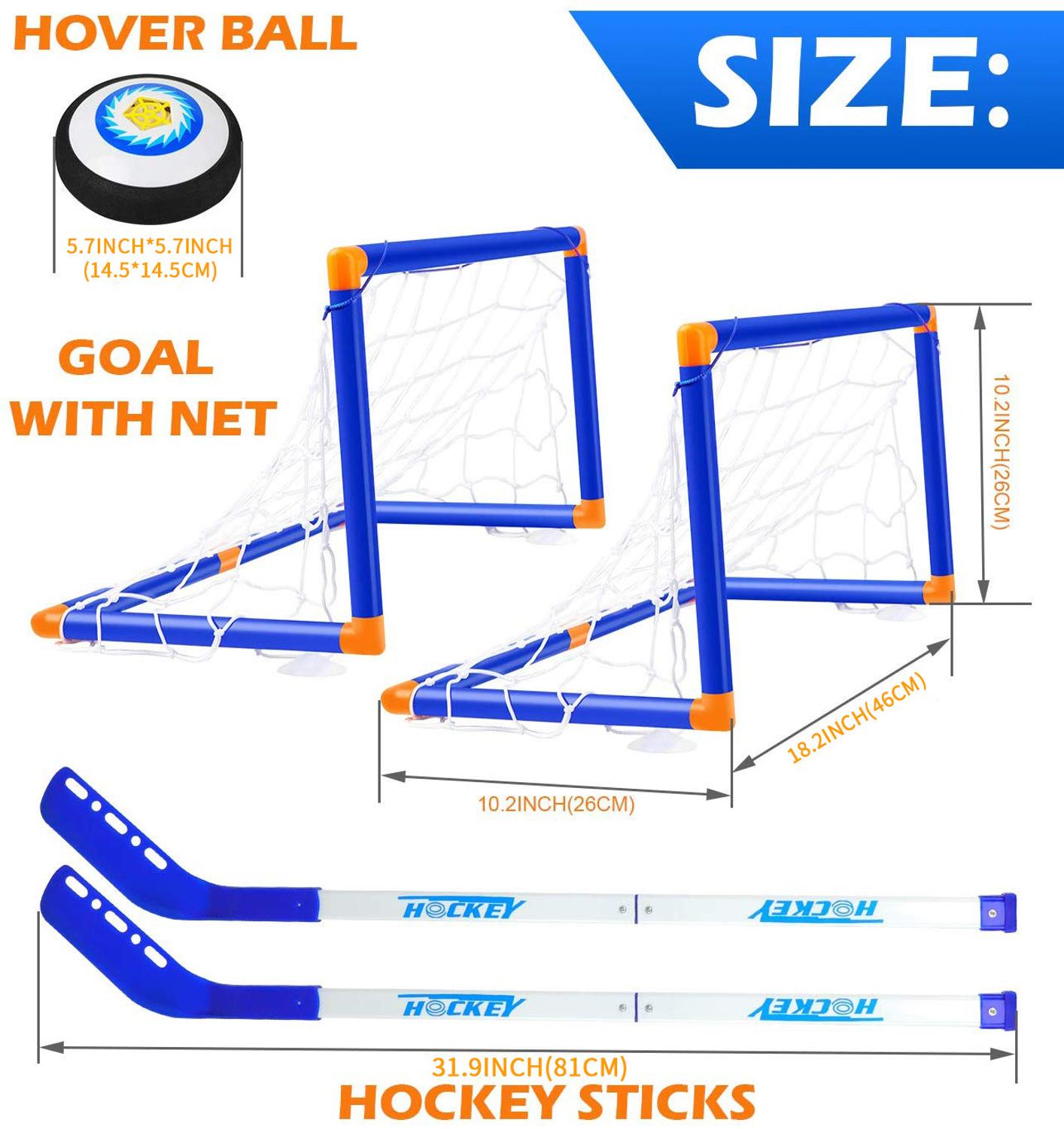 Ice Hockey Stick Set Mini Hockey Goals for Kids Air Hockey Training Toys Indoor Sports Game Floor Hockey 2 Goals with Air Balls