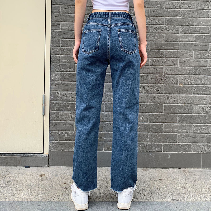 Women's Jeans Woman Cowboy Female Loose Long Trousers 2020 Casual Straight Jeans Butterfly Embroidered Denim Pants Streetwear
