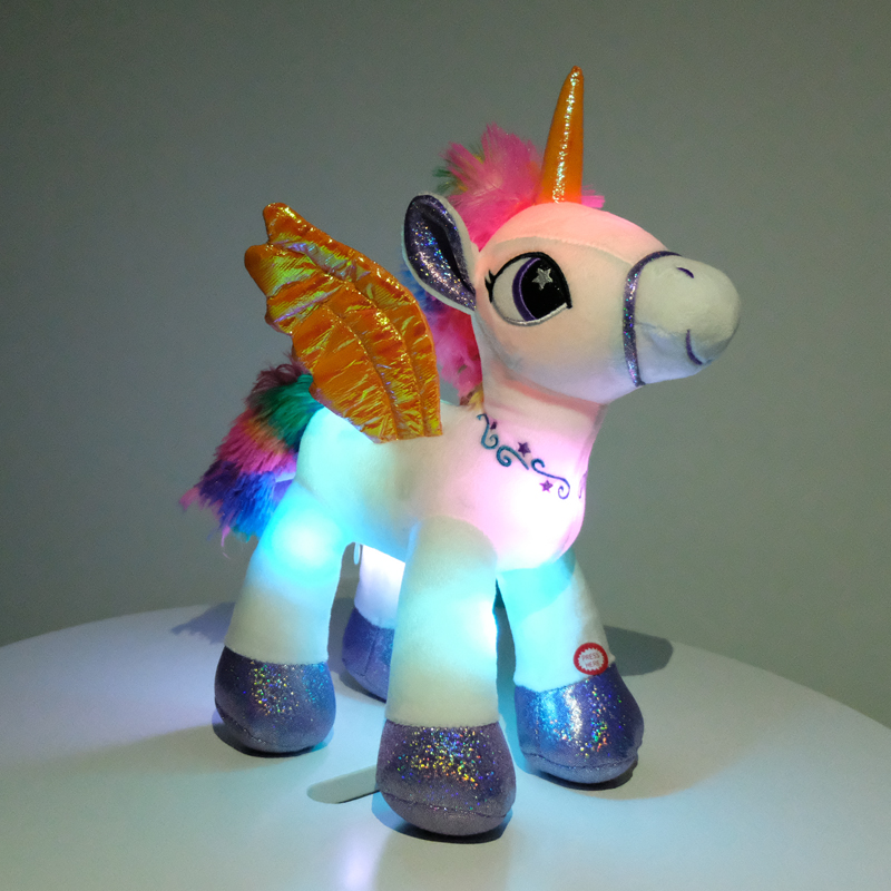 Dropshipping 36cm Creative LED Rainbow Unicorn Stuffed Plush Toys Glowing Doll Cute Animal Unicorn Toy Baby Kids Birthday Gift