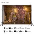 Laeacco Christmas Tree Wood Board Brick Wall Photo Backdrop Star Light Curtain Chair Photography Backgrounds For Photo Studio