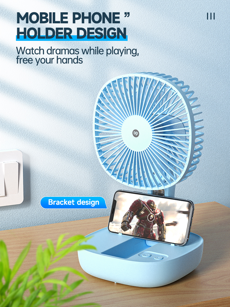 Foldable Rechargeable Fan with LED Light and Phone Holder-detail-4