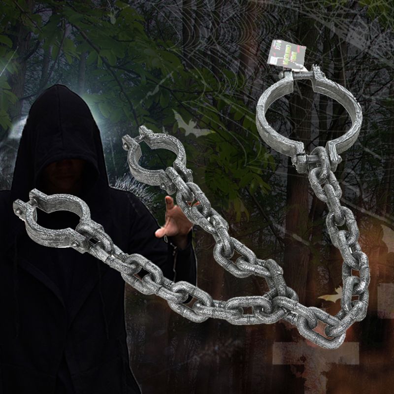 Halloween Plastic Handcuffs Shackles Iron Chain Big Iron Ball Crew Acting Props Prisoner Dress Up Props Handcuffs Shackles Ball