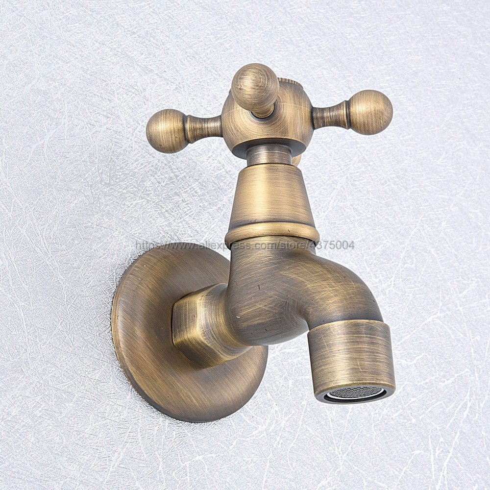 Antique Bronze Wall Mount Bathroom Mop Pool Faucet Laundry Sink Water Taps Toilet Cold Bibcock Nav352