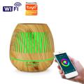 Tuya Smart WiFi diffuser 400ml aroma essential oil air ultrasonic humidifier Wood Grain Hollow Aromatherapy LED Light For Home