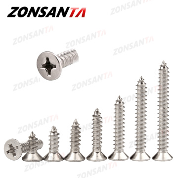 ZONSANTA M1.4 M1.7 M2 M2.3 M2.6 M3 M4 M5 M6 304 Stainless steel Cross recessed countersunk Flat head tapping screws Wood Screw