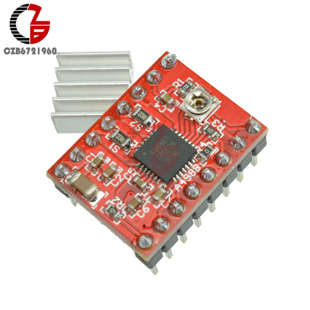 A4988 Reprap Stepper Motor Driver Board Stepper Driver Module for Arduino 3D Printer Parts Accessory with Heatsink Red