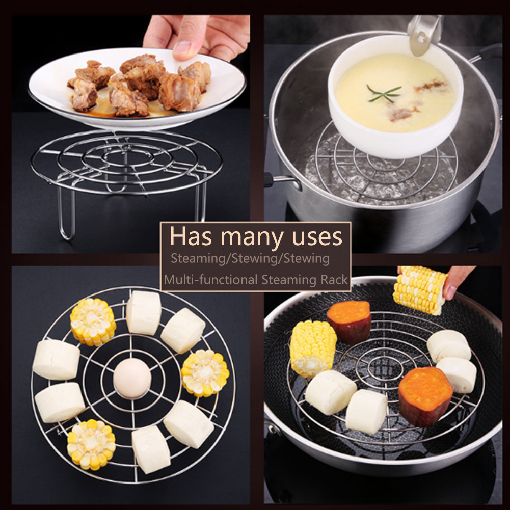 Pot Pan Cooking Stand Heavy Duty Round Durable Stainless Steel Pressure Cooker Steamer Rack Trivet Cookware