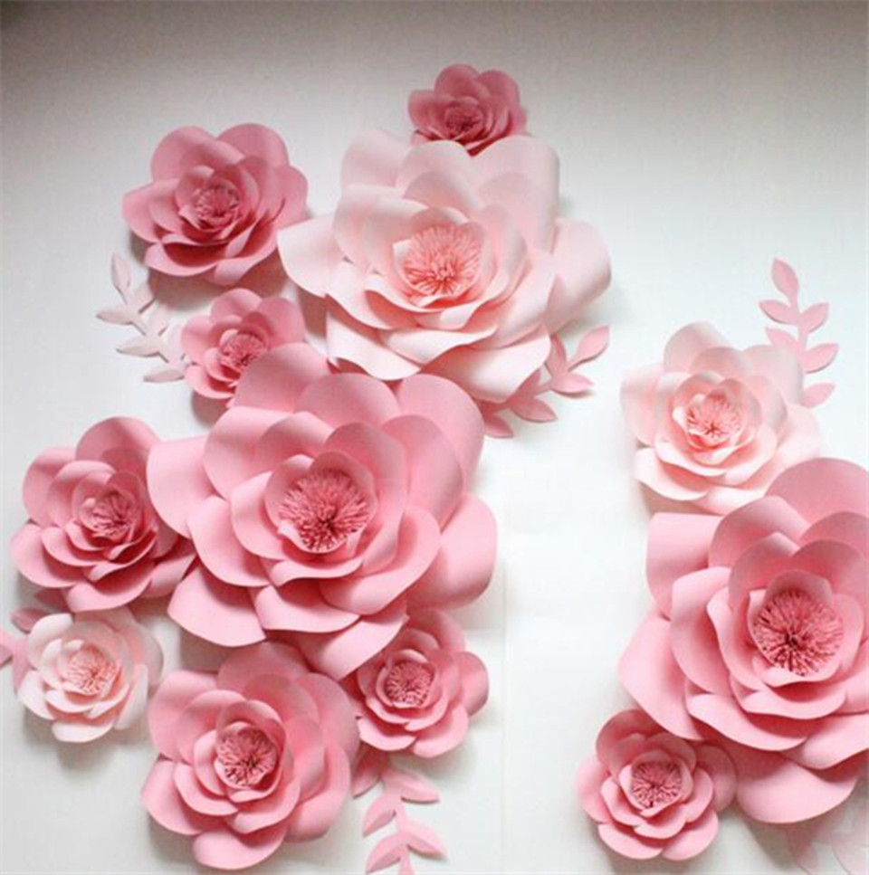 Window large pearlescent cardboard flower three-dimensional handmade flower finished rose wedding wedding background simulation