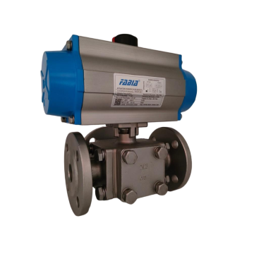 Pneumatic three chip flanged ball valves