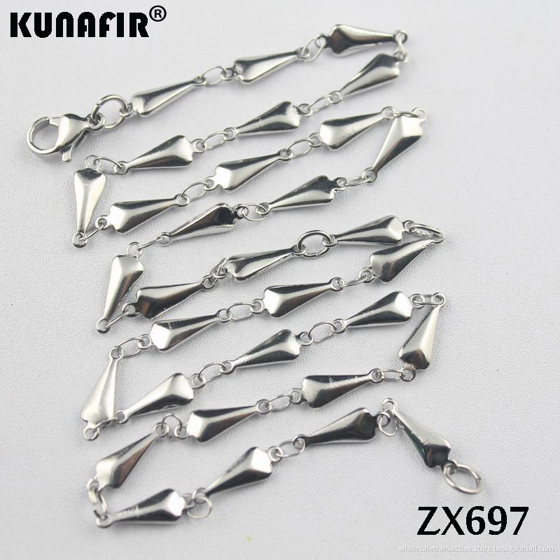 KUNAFIR Stainless steel silver white broad bean shape necklace Thanksgiving Christmas Day birthday gift chains 4.5MM 16''-40inch ZX069