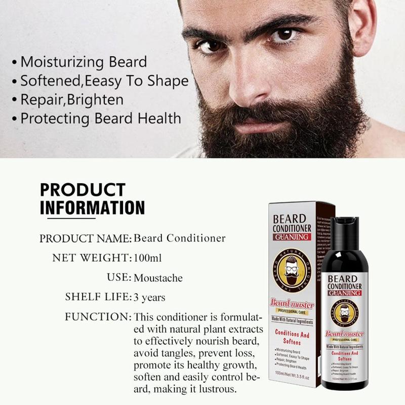 Men's Beard Shampoo Deep Cleansing Nourishing Beard Cleanser Wash Moisturiser Deep Cleansing Beard Conditioner 100ml