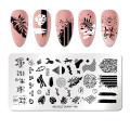 NICOLE DIARY Geometric Design Stamping Plate Flower Stainless Steel Nail Art Image Stamp Stencils Marble Snake Print Template