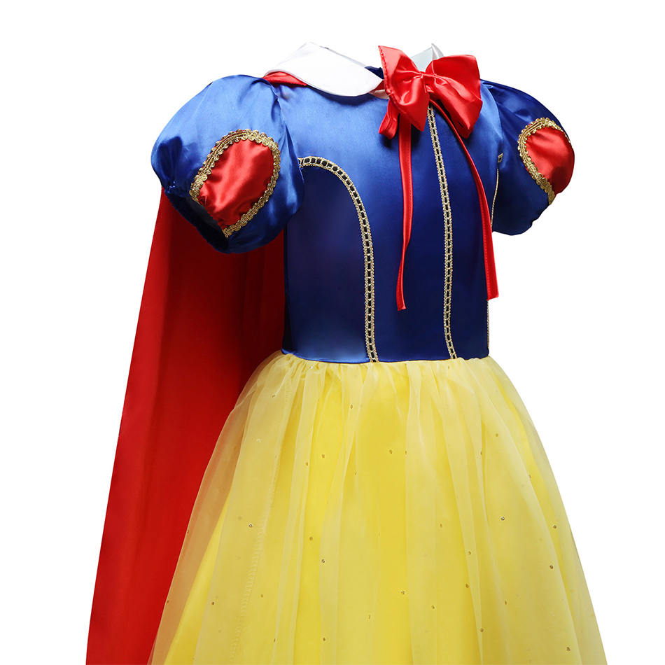 New Snow White Dress With Long Cloak Kids Dresses For Girls Carnival Cosplay Party Princess Dress Fantasia Children Clothing