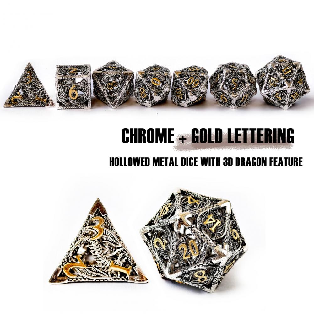 Pure Copper Hollowed Metal Dice Featured with 3D Dragon