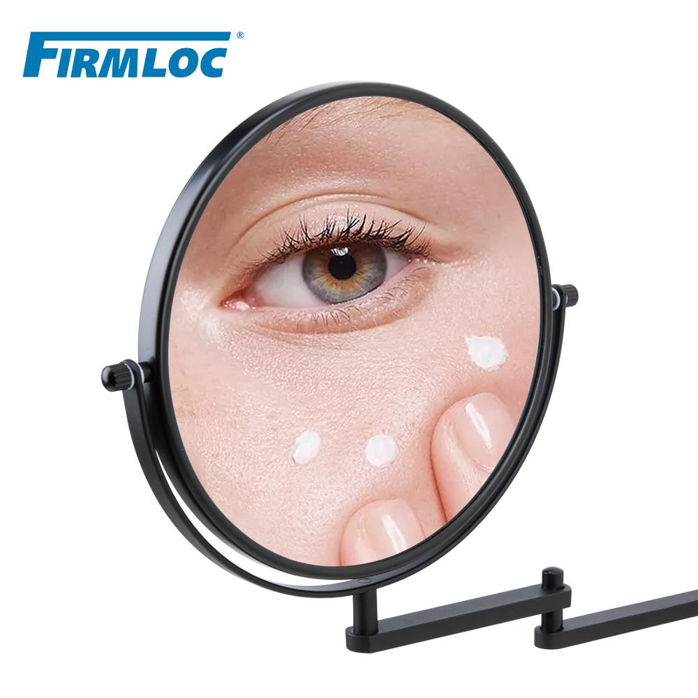 Firmloc Foldable Aluminum 1X3X Magnifying Bathroom Mirror Smart Mirror Makeup Wall Mounted Mirror Bathroom Mirror Black Mirror