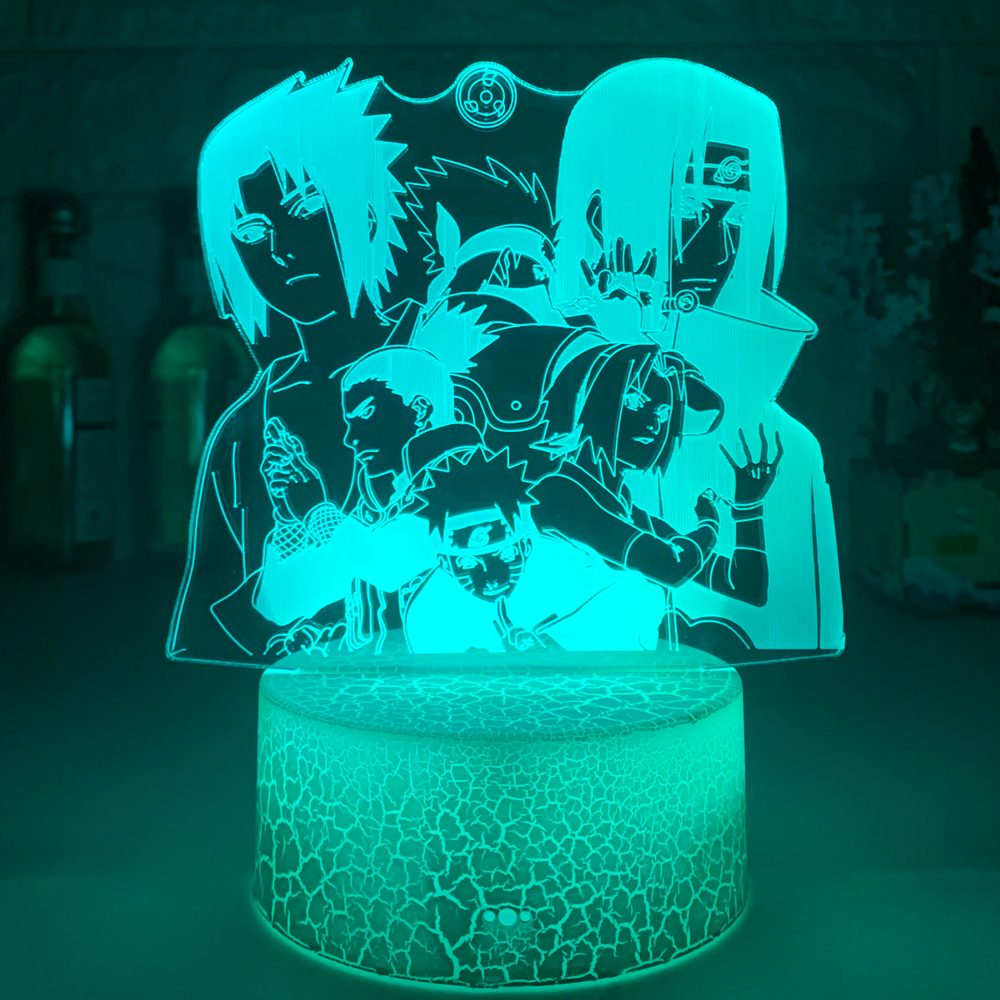 Newest 3D Lamp Led Night Lights Naruto Cartoon kids Uzumaki Kakashi Sasuke Haruno Sakura Japanese Manga Anime Comic Sensor Lamps