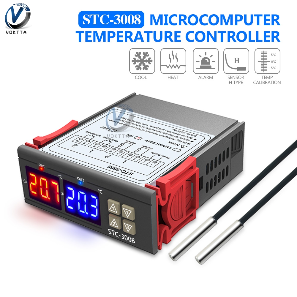 STC-3018 STC-3028 STC-3008 12V 24V 110-220V Digital Temperature Controller Dual Display Probe Thermostat Relay Thermoregulator