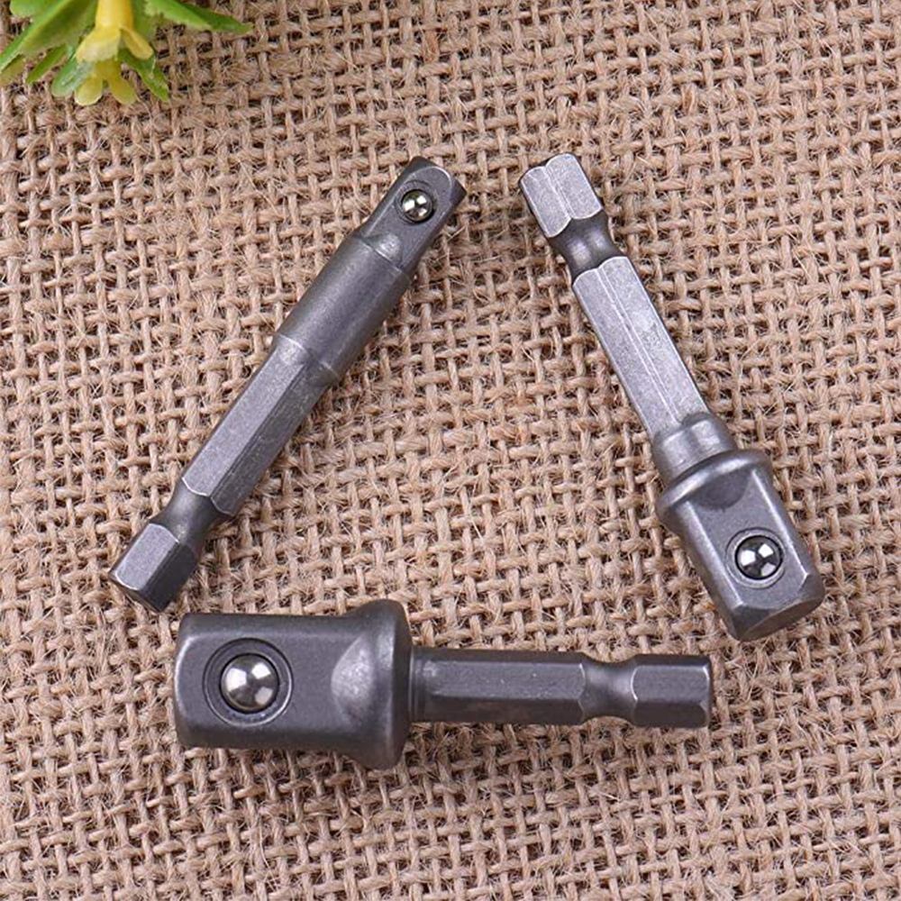 3pcs 1/4 3/8 1/2" Hex Power Drill Bit Driver Socket Bits Set Adapter Wrench Sleeve Extension Bar For Electric Screwdriver Bits