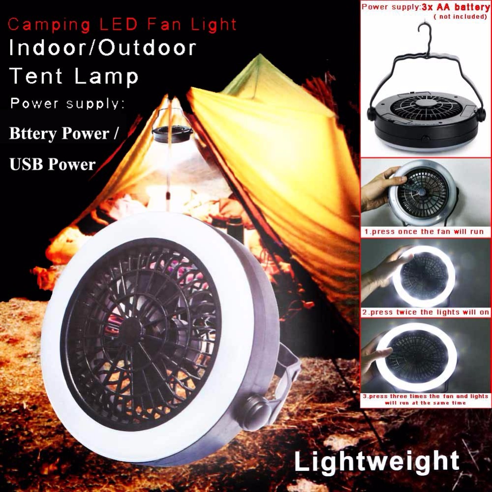 Rechargeable Outdoor Camping Light Emergency Hanging Tent Lamp Lantern 3 Mode 1Pc 12 LED Portable LED Fan Light BRIGHTINWD