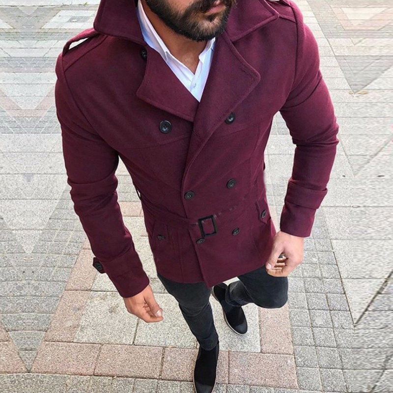 LOVZON New Trench Coat Men Classic Double Breasted Mens Long Coat Mens Clothing Long Jackets Coats British Style Overcoat