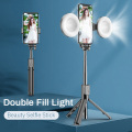 Wireless Bluetooth Selfie Stick Flash Ring Light Extendable Handheld Monopod Tripod For iPhone Huawei Samsung Multifunction