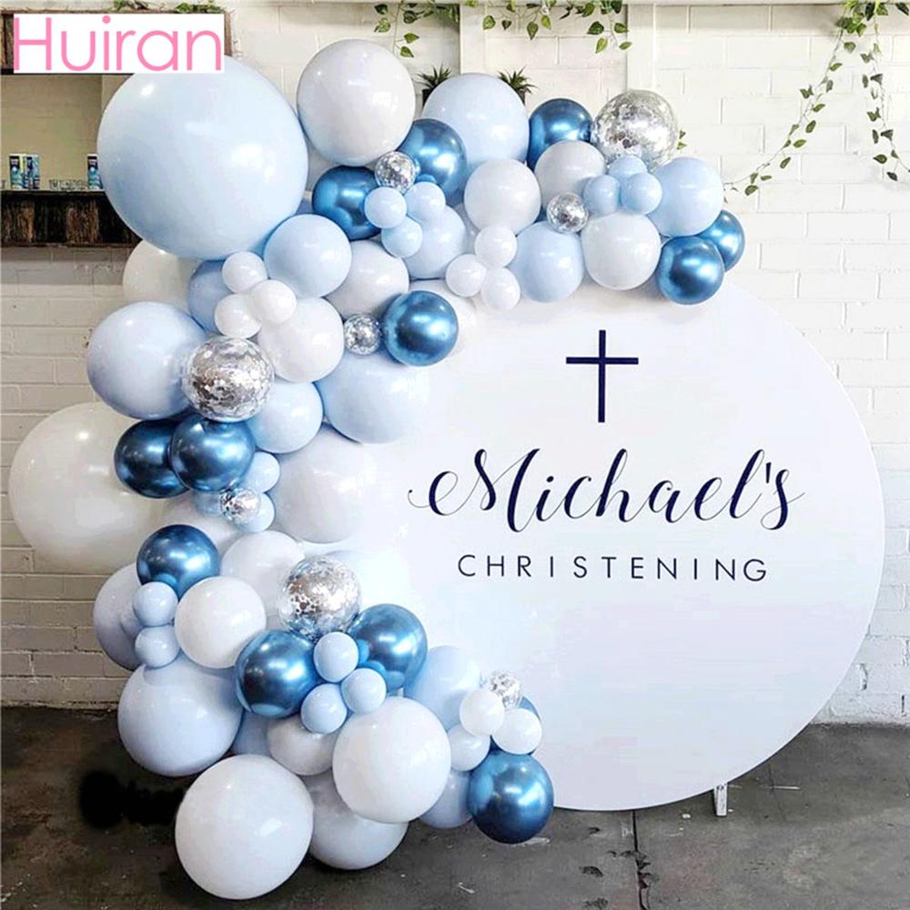 104pcs Blue Silver Macaron Metal Balloon Garland Arch Event Party Foil Balons Weding Baby Shower Birthday Party Decor Kids Adult